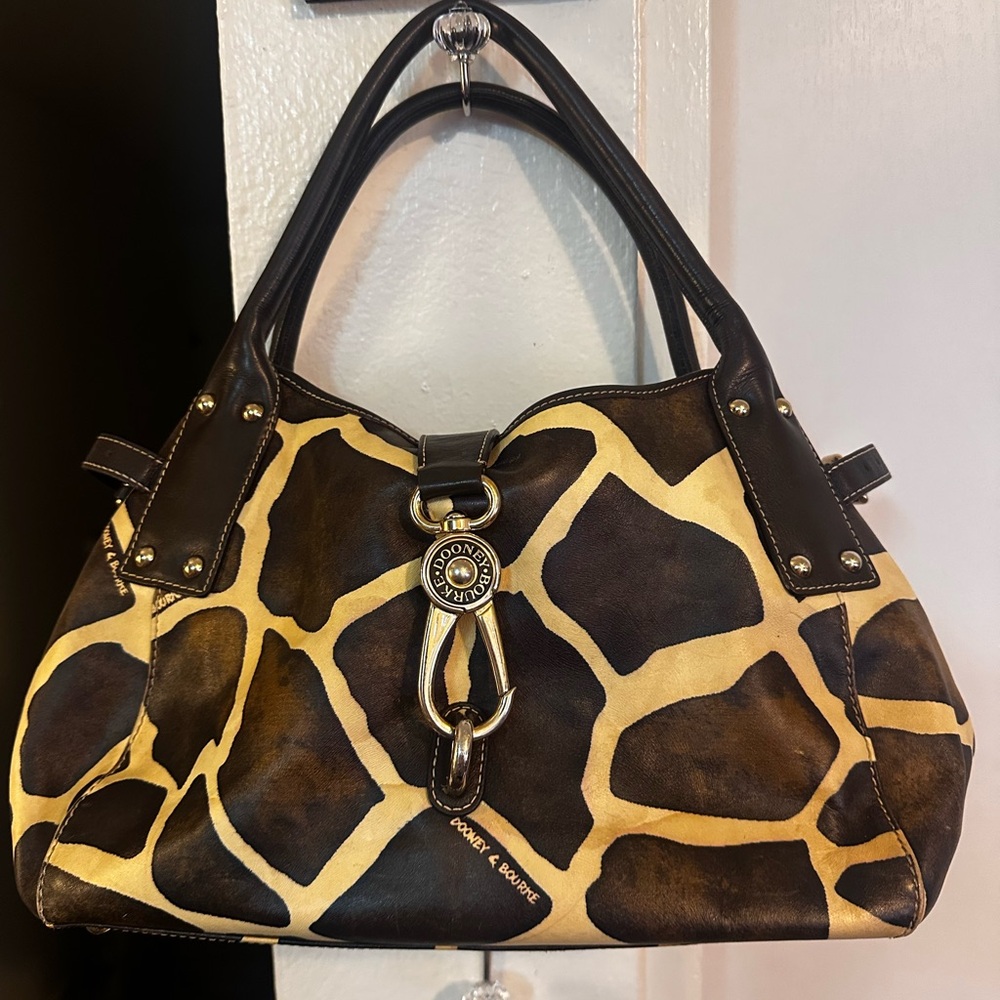 Dooney & Bourke Brown and Cream Giraffe Print Shoulder Bag